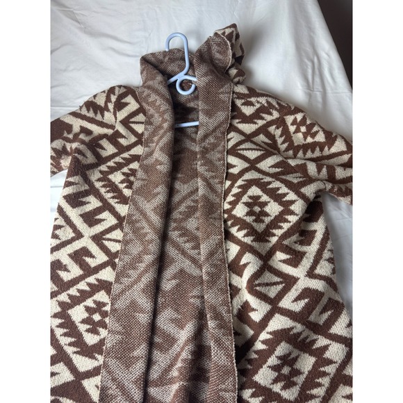 Steve Madden Sweaters - STEVE MADDEN Geometric Print Hooded Cardigan Sweater XXL Brown Cream